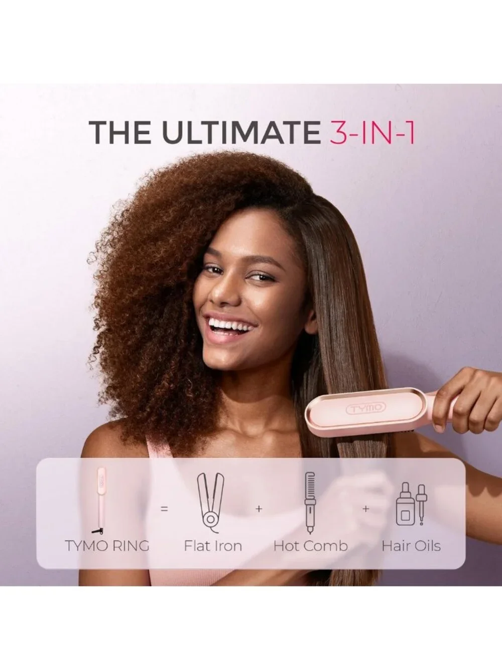 2-in-1 Hair Straightening Brush & Hot Comb - Fast Heat, Sleek Finish, Easy